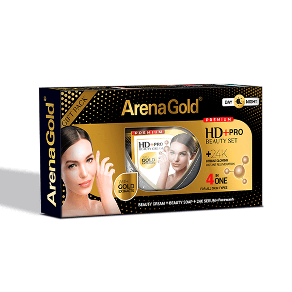 [24223] Arena Gold HD+Pro Beauty Set 4in1 Beauty Cream + 24k Serum +Soap+Face wash 