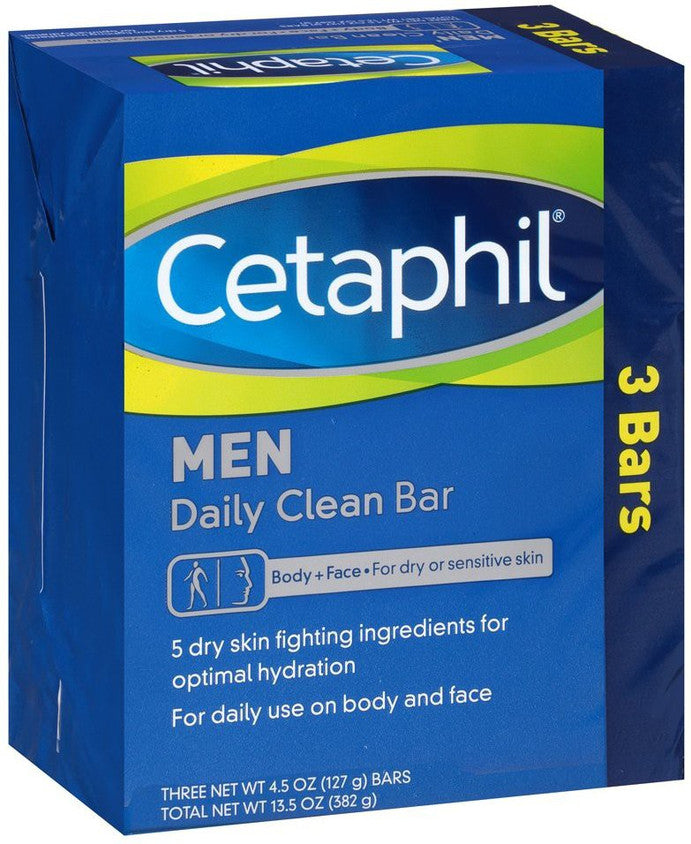 [17909] Cetaphil 3pk Bar Soap Daily Clean Soap for Men 4.5oz