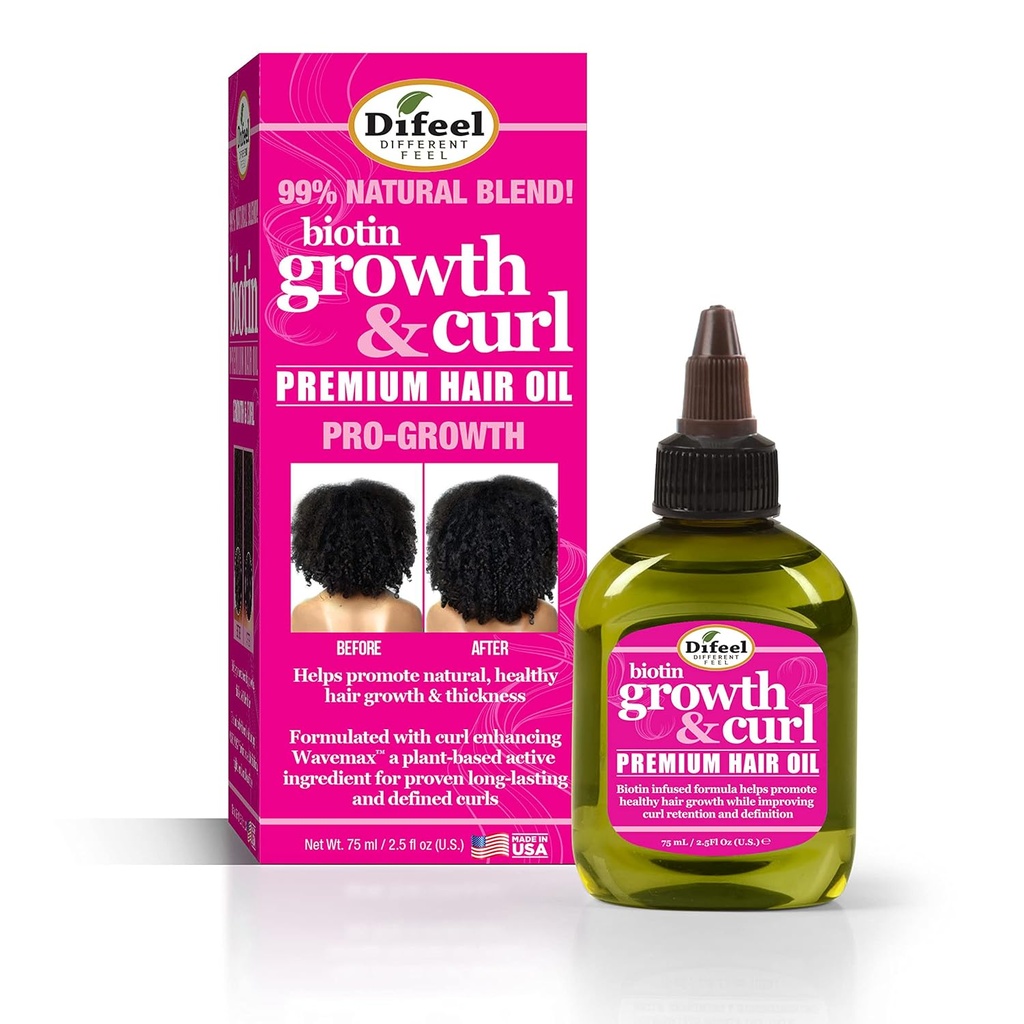Difeel Biotin Growth & Curl Premium Hair Oil 2.5oz/75ml