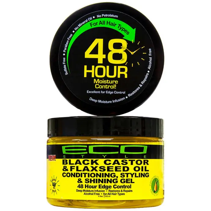 Eco styler 48hr Edge Control Black Castor & Flaxseed Oil Styling & Shining Gel 11oz