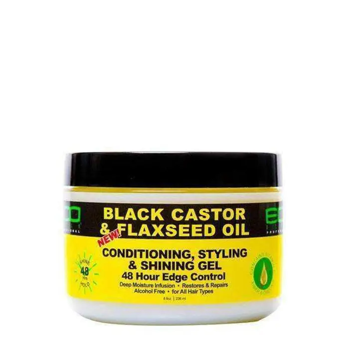 Eco styler 48hr Edge Control Black Castor & Flaxseed Oil Styling & Shining Gel 8oz