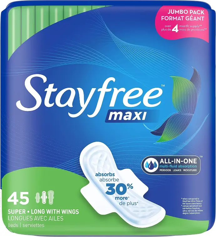 Stay Free Pad Super Long With Wings 45 Pads 