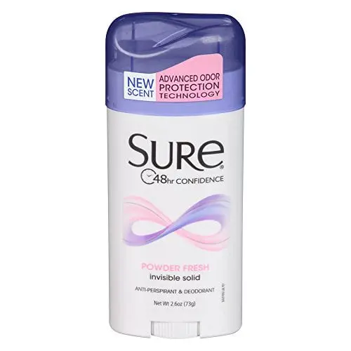 Sure Deodorant Stick Powder Scent Invisible Solid Deodorant 2.6oz