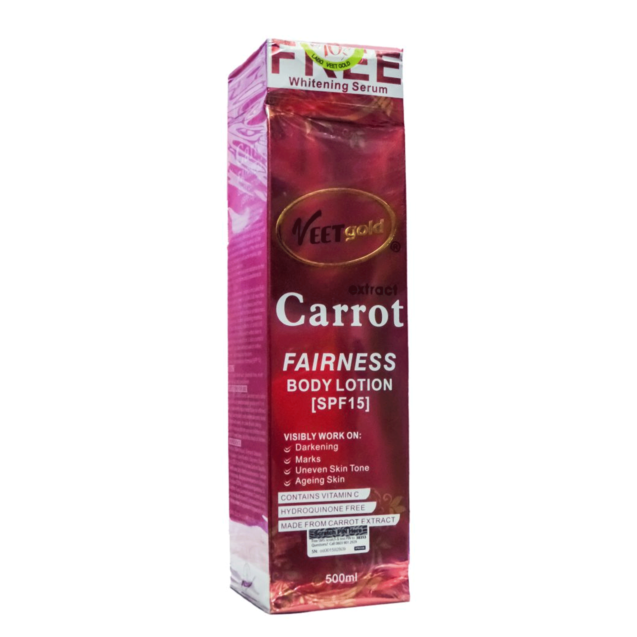 Veet Gold Extract Carrot Fairness Body Lotion SPF15 500ml