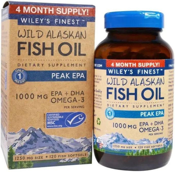 Wild Alaskan Fish Oil 1000mg Dietary Supplement With Omega-3s 1000mg