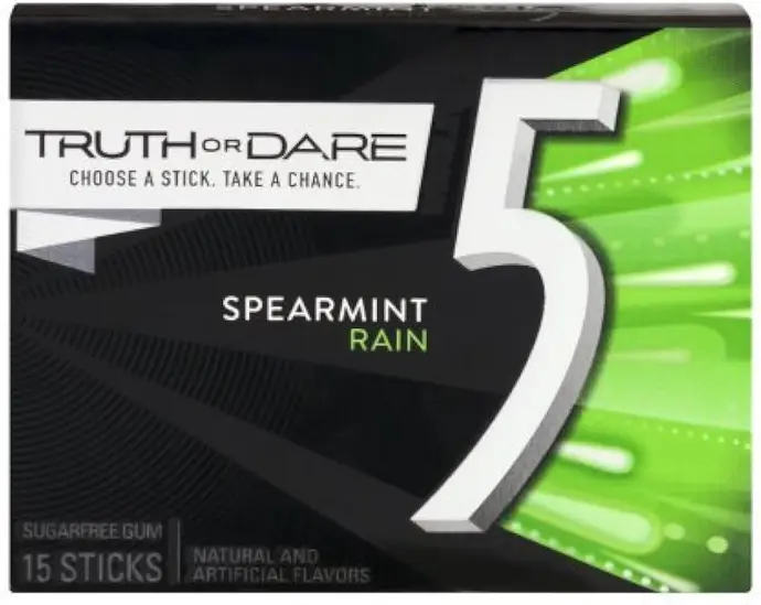 Wrigley's Truth Or Dare Gum 5 Peppermint Rain 