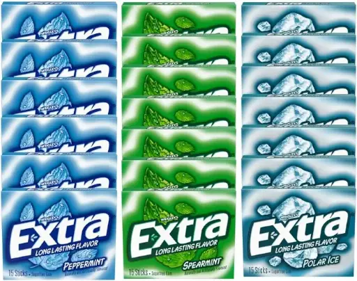 [9044] Wrigley's Extra Long Lasting Flavour Gum Spearmint, Polar Ice, Peppermint Gum 